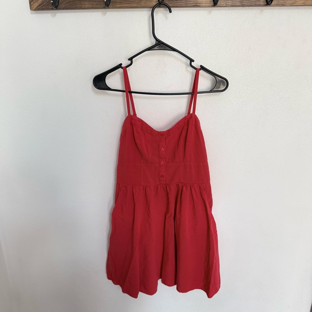 Express Vibrant Red Smocked Mini Dress